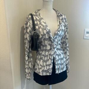 Maggy London zebra print silk blouse. Size 8